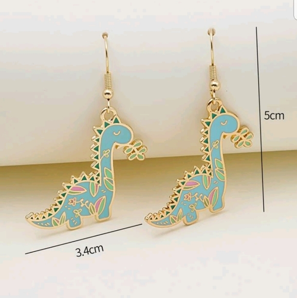 Floral Herbivore Baby Dinosaur Earrings - Picture 4 of 6